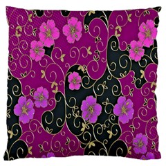 Floral Pattern Background Large Flano Cushion Case (one Side)