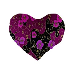 Floral Pattern Background Standard 16  Premium Flano Heart Shape Cushions by Amaryn4rt