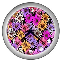 Floral Pattern Wall Clocks (silver) 