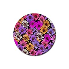 Floral Pattern Rubber Round Coaster (4 Pack) 