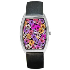 Floral Pattern Barrel Style Metal Watch