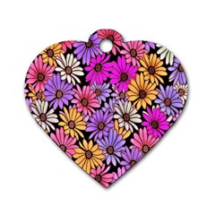 Floral Pattern Dog Tag Heart (two Sides)