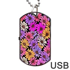 Floral Pattern Dog Tag Usb Flash (one Side)