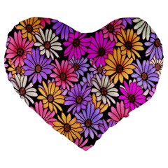 Floral Pattern Large 19  Premium Heart Shape Cushions