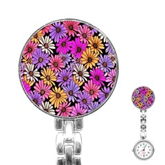 Floral Pattern Stainless Steel Nurses Watch