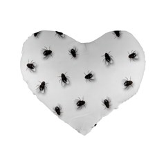 Flies Standard 16  Premium Flano Heart Shape Cushions by Valentinaart