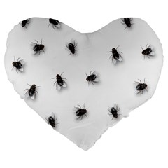 Flies Large 19  Premium Flano Heart Shape Cushions