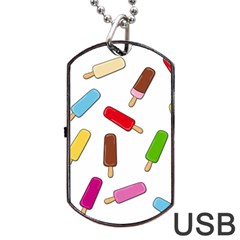 Ice Cream Pattern Dog Tag Usb Flash (one Side) by Valentinaart