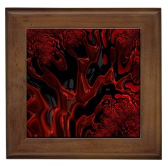 Fractal Red Black Glossy Pattern Decorative Framed Tiles by Amaryn4rt