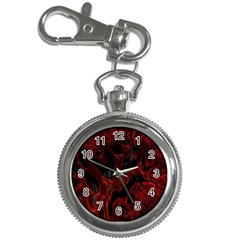 Fractal Red Black Glossy Pattern Decorative Key Chain Watches