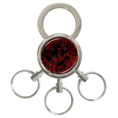 Fractal Red Black Glossy Pattern Decorative 3-ring Key Chains