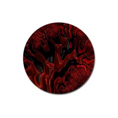 Fractal Red Black Glossy Pattern Decorative Magnet 3  (round)