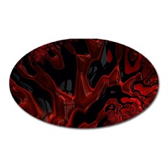 Fractal Red Black Glossy Pattern Decorative Oval Magnet by Amaryn4rt