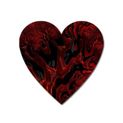 Fractal Red Black Glossy Pattern Decorative Heart Magnet