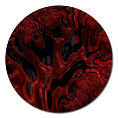 Fractal Red Black Glossy Pattern Decorative Magnet 5  (round)