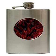 Fractal Red Black Glossy Pattern Decorative Hip Flask (6 Oz)