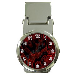 Fractal Red Black Glossy Pattern Decorative Money Clip Watches