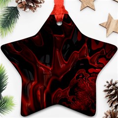 Fractal Red Black Glossy Pattern Decorative Star Ornament (two Sides)