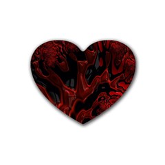 Fractal Red Black Glossy Pattern Decorative Heart Coaster (4 Pack)  by Amaryn4rt