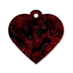 Fractal Red Black Glossy Pattern Decorative Dog Tag Heart (two Sides) by Amaryn4rt