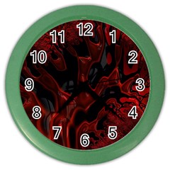 Fractal Red Black Glossy Pattern Decorative Color Wall Clocks