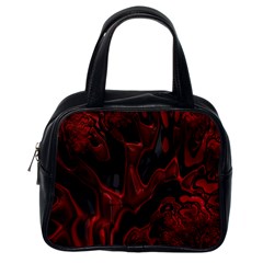 Fractal Red Black Glossy Pattern Decorative Classic Handbags (one Side)