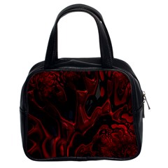 Fractal Red Black Glossy Pattern Decorative Classic Handbags (2 Sides) by Amaryn4rt