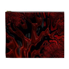 Fractal Red Black Glossy Pattern Decorative Cosmetic Bag (xl)