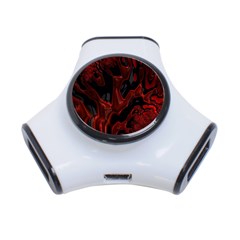 Fractal Red Black Glossy Pattern Decorative 3-port Usb Hub