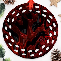 Fractal Red Black Glossy Pattern Decorative Ornament (round Filigree)