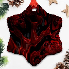 Fractal Red Black Glossy Pattern Decorative Snowflake Ornament (two Sides)