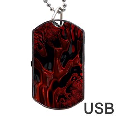 Fractal Red Black Glossy Pattern Decorative Dog Tag Usb Flash (two Sides)