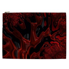 Fractal Red Black Glossy Pattern Decorative Cosmetic Bag (xxl) 