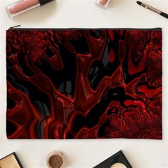 Fractal Red Black Glossy Pattern Decorative Cosmetic Bag (xxxl) 