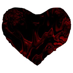 Fractal Red Black Glossy Pattern Decorative Large 19  Premium Heart Shape Cushions