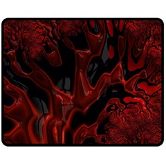 Fractal Red Black Glossy Pattern Decorative Double Sided Fleece Blanket (medium)  by Amaryn4rt