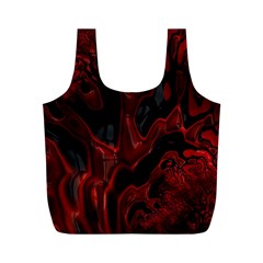 Fractal Red Black Glossy Pattern Decorative Full Print Recycle Bags (m) 