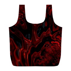 Fractal Red Black Glossy Pattern Decorative Full Print Recycle Bags (l) 