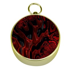 Fractal Red Black Glossy Pattern Decorative Gold Compasses