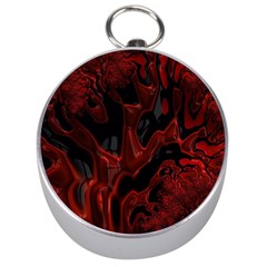 Fractal Red Black Glossy Pattern Decorative Silver Compasses