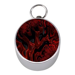 Fractal Red Black Glossy Pattern Decorative Mini Silver Compasses