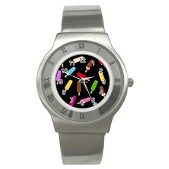 Decorative Ice Cream Pattern Stainless Steel Watch by Valentinaart