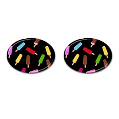 Decorative Ice Cream Pattern Cufflinks (oval) by Valentinaart