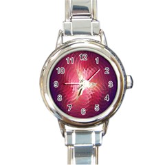 Fractal Red Sample Abstract Pattern Background Round Italian Charm Watch by Amaryn4rt