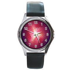 Fractal Red Sample Abstract Pattern Background Round Metal Watch by Amaryn4rt