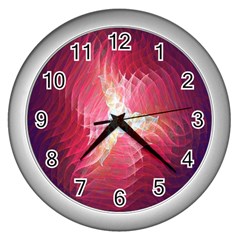 Fractal Red Sample Abstract Pattern Background Wall Clocks (silver) 