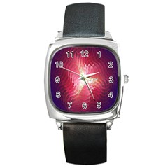 Fractal Red Sample Abstract Pattern Background Square Metal Watch by Amaryn4rt