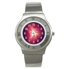 Fractal Red Sample Abstract Pattern Background Stainless Steel Watch