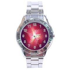 Fractal Red Sample Abstract Pattern Background Stainless Steel Analogue Watch by Amaryn4rt