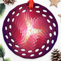 Fractal Red Sample Abstract Pattern Background Ornament (round Filigree)